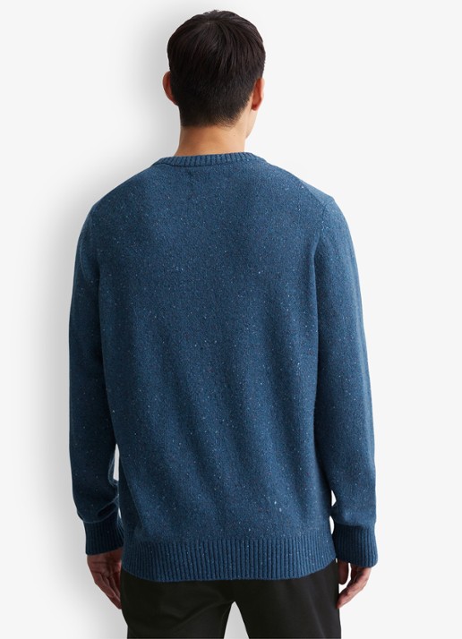 Marc O'Polo Fijngebreide pullover in wolblend met gemêleerd dessin - achterkant 4 antraciet