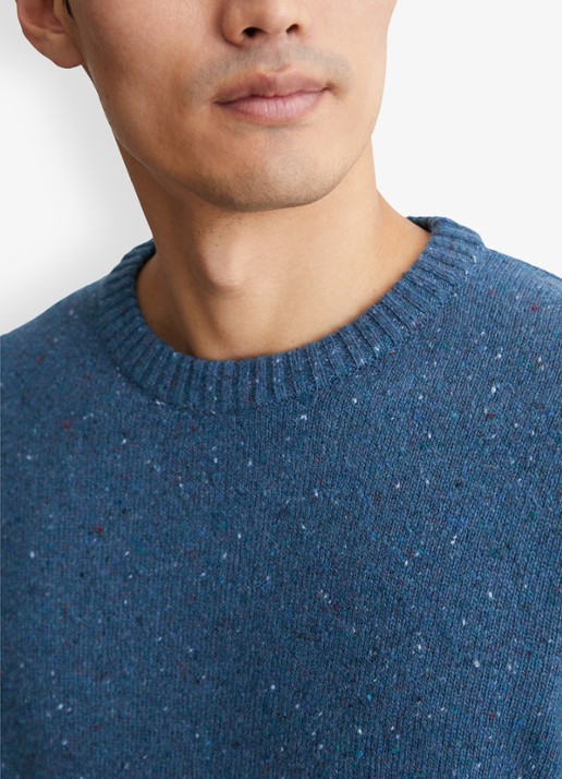 Marc O'Polo Fijngebreide pullover in wolblend met gemêleerd dessin - detail 3 antraciet