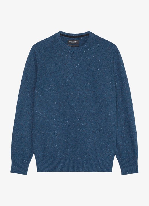 Marc O'Polo Fijngebreide pullover in wolblend met gemêleerd dessin - voorkant antraciet