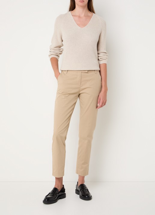Marc O'Polo Fijngebreide pullover met V-hals - voorkant 2 zand