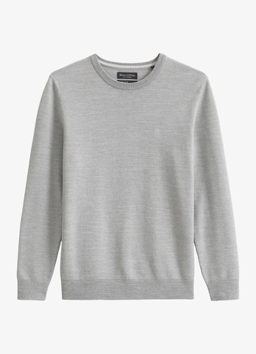 Marc O'Polo Fijngebreide pullover van katoen - voorkant 4 lichtgrijs