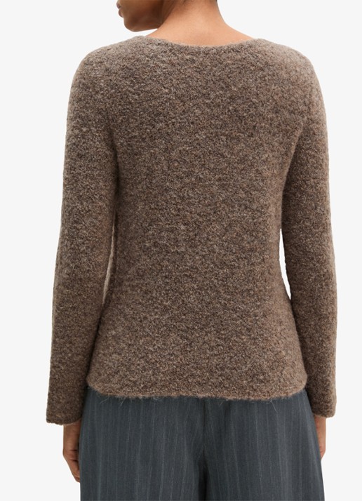 Marc O'Polo Fijngebreide trui in alpaca wolblend  - achterkant taupe