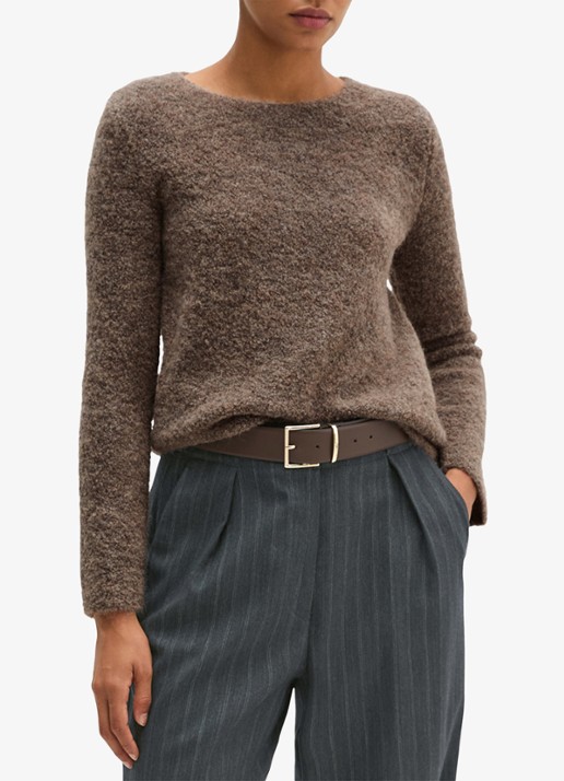 Marc O'Polo Fijngebreide trui in alpaca wolblend  - detail 4 taupe