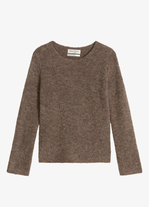 Marc O'Polo Fijngebreide trui in alpaca wolblend  - voorkant 2 taupe