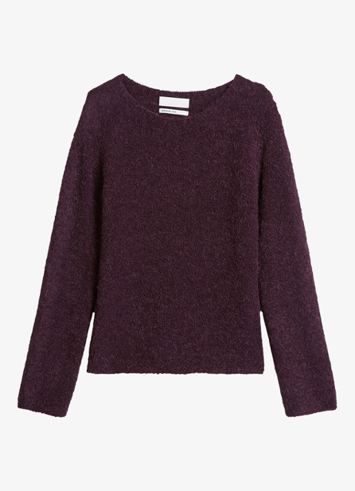 Marc O'Polo Fijngebreide trui in alpaca wolblend  - voorkant 2 paars