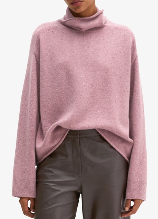 Marc O'Polo Fijngebreide trui in wolblend met col - detail roze