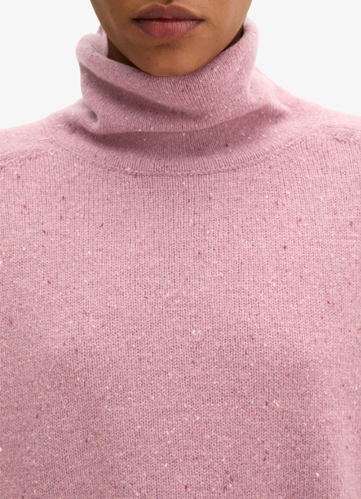 Marc O'Polo Fijngebreide trui in wolblend met col - detail 2 roze