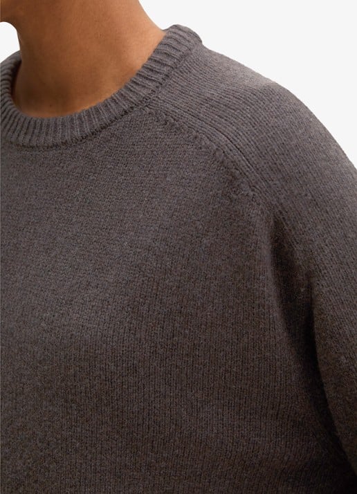 Marc O'Polo Fijngebreide trui in wolblend - detail 4 bruin