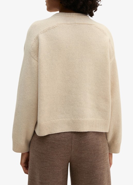 Marc O'Polo Fijngebreide trui in wolblend - achterkant beige
