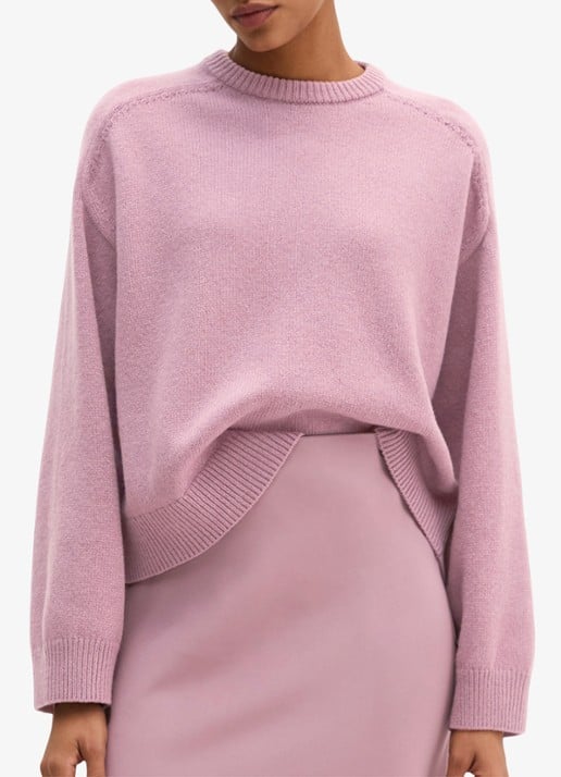 Marc O'Polo Fijngebreide trui in wolblend - detail roze