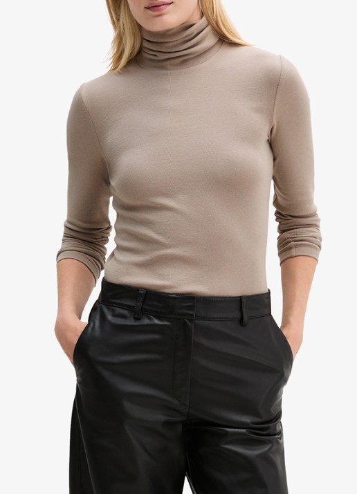 Marc O'Polo Fijngebreide trui met col  - detail beige