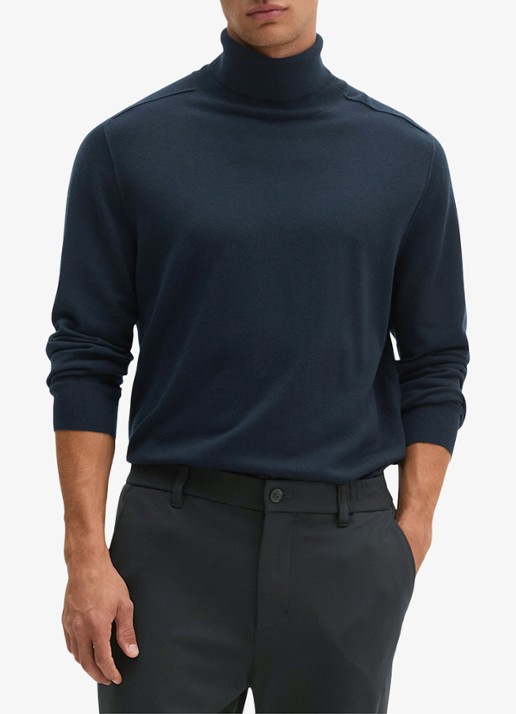 Marc O'Polo Fijngebreide trui met col - detail donkerblauw