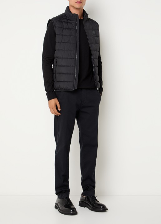 Marc O'Polo Gewatteerde bodywarmer met logo - voorkant 2 zwart
