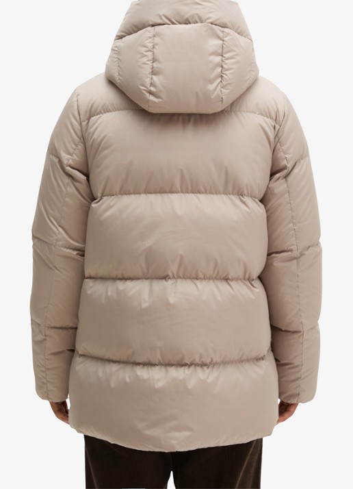 Marc O'Polo Gewatteerde jas met capuchon en ritszakken - achterkant 5 earthy taupe / taupe