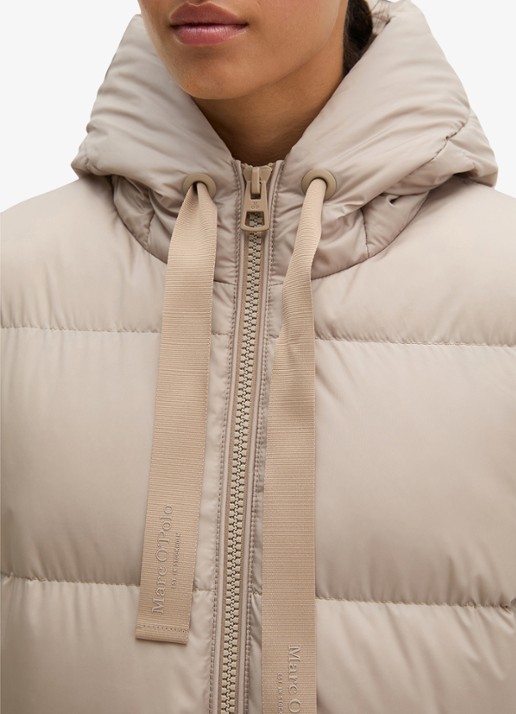 Marc O'Polo Gewatteerde jas met capuchon en ritszakken - detail 4 earthy taupe / taupe