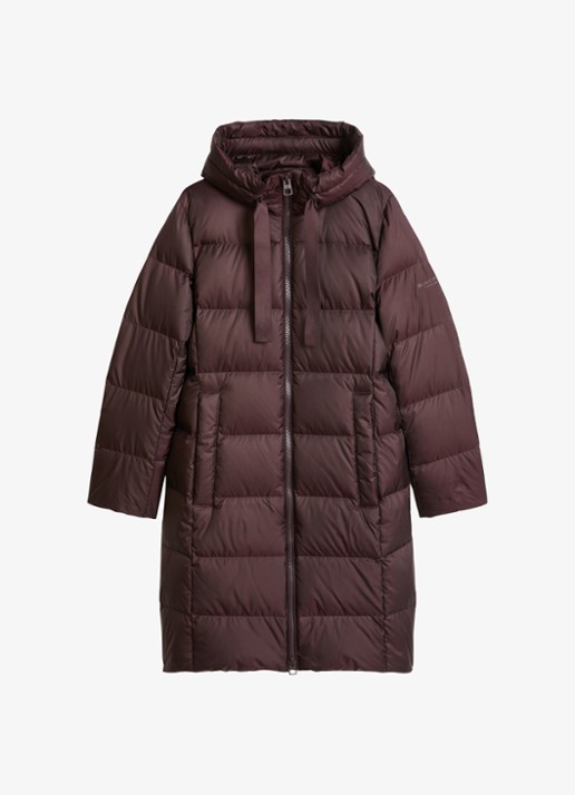 Marc O'Polo Gewatteerde jas met capuchon - voorkant black cherry / bruin