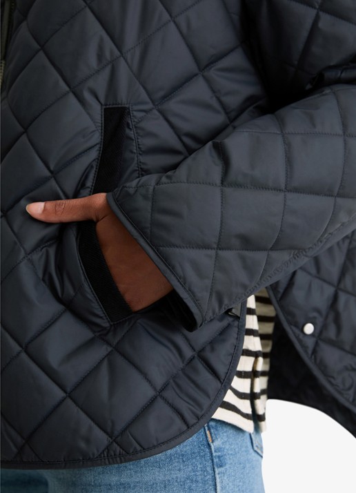 Marc O'Polo Gewatteerde jas met ruitdessin - detail 5 donkerblauw
