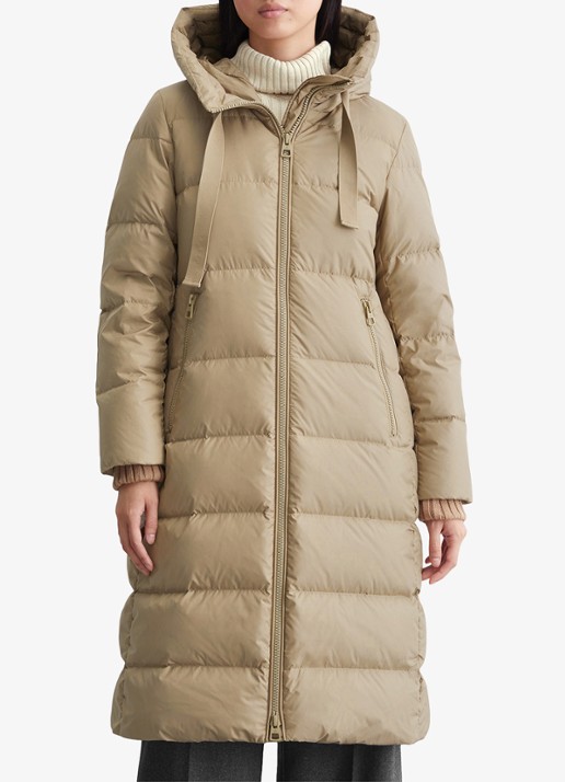 Marc O'Polo Gewatteerde parka met donsvulling en trekkoord - voorkant 4 beige