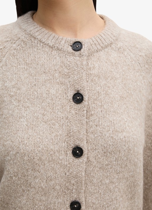 Marc O'Polo Grofgebreid vest in alpaca wolblend - detail 2 light brown multi / lichtbruin