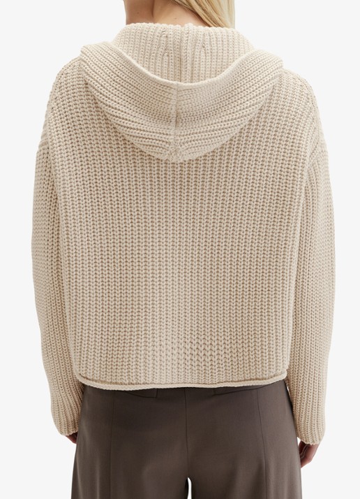 Marc O'Polo Grofgebreid vest met capuchon - achterkant 3 beige