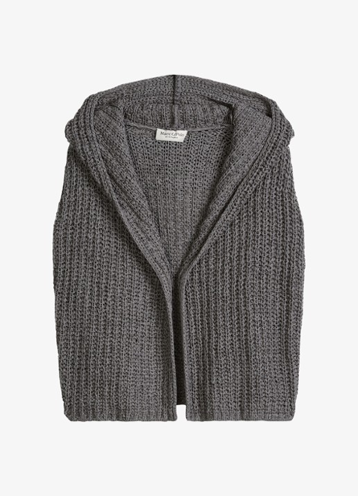 Marc O'Polo Grofgebreid vest met capuchon - voorkant 4 oxide grey-0364 / grijs