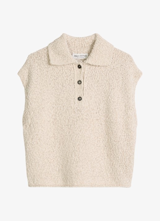 Marc O'Polo Grofgebreide mouwloze top  - voorkant 4 beige