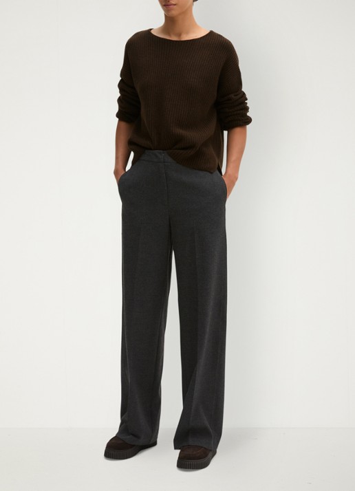 Marc O'Polo Grofgebreide pullover in wolblend - voorkant 2 burnt coffee / bruin