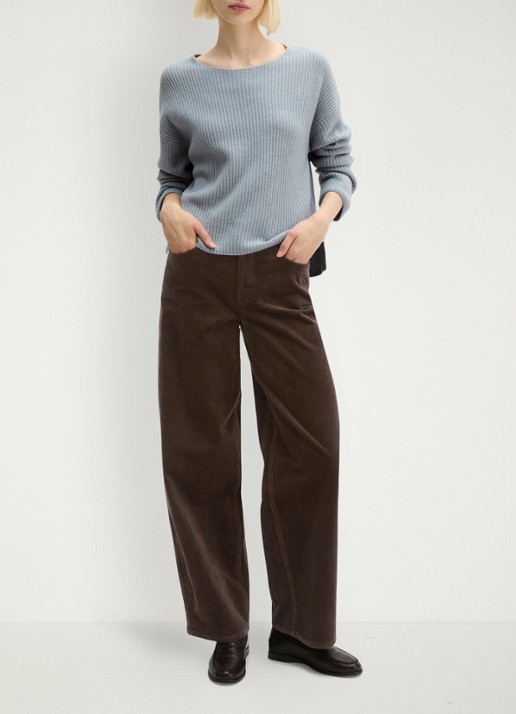 Marc O'Polo Grofgebreide pullover in wolblend - voorkant 4 glacial blue / blauw