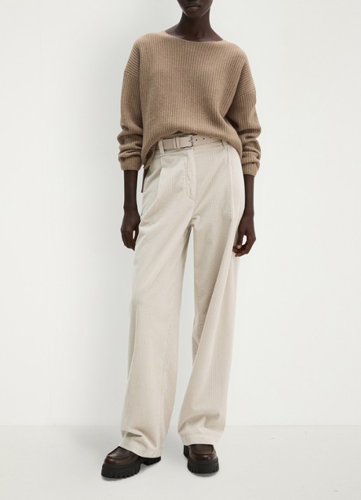 Marc O'Polo Grofgebreide pullover in wolblend - voorkant 4 earthy taupe / taupe