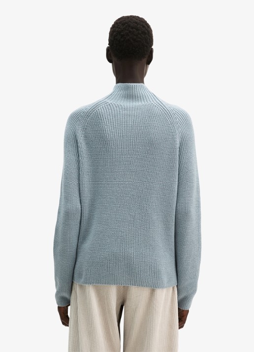 Marc O'Polo Grofgebreide trui met opstaande kraag - achterkant 3 glacial blue / blauw