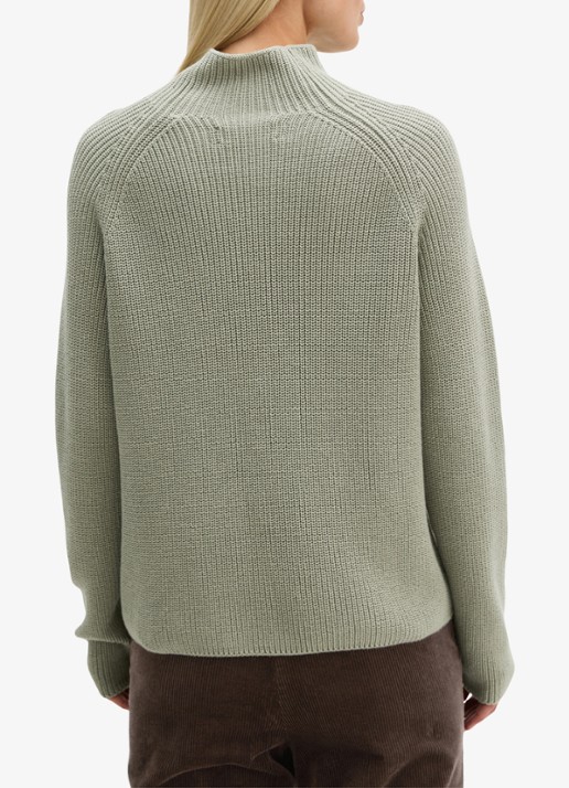Marc O'Polo Grofgebreide trui met opstaande kraag - achterkant 5 smooth sage / groen
