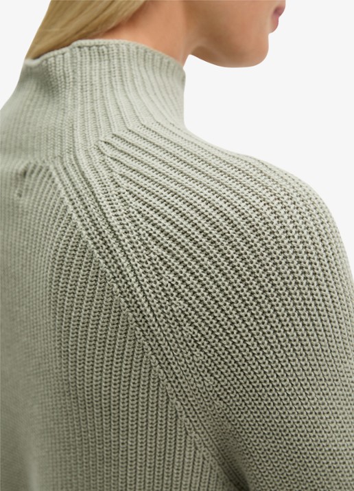 Marc O'Polo Grofgebreide trui met opstaande kraag - detail 2 smooth sage / groen