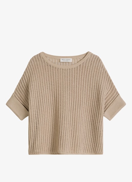 Marc O'Polo Grofgebreide trui met ronde hals - voorkant 2 sandpaper-2326 / beige