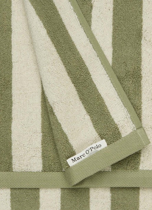 Marc O'Polo Heritage handdoek van  katoen badstof - achterkant olijfgroen