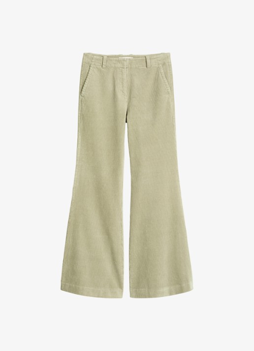 Marc O'Polo High waist flared jeans van corduroy - voorkant 3 smooth sage / groen