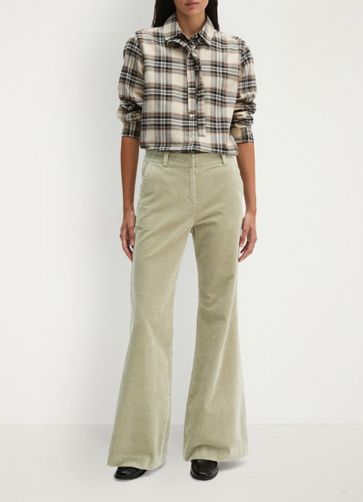 Marc O'Polo High waist flared jeans van corduroy - voorkant 4 smooth sage / groen
