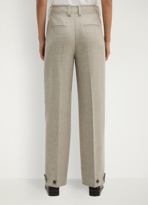 Marc O'Polo High waist tapered fit pantalon met steekzakken - achterkant 3 taupe