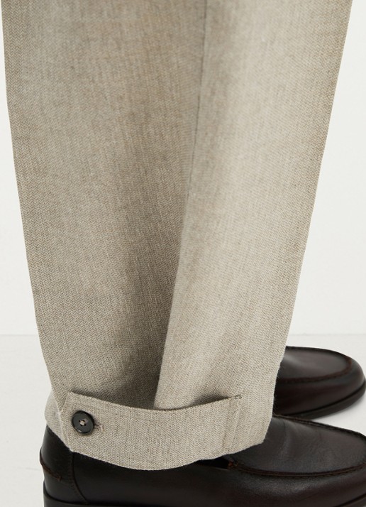 Marc O'Polo High waist tapered fit pantalon met steekzakken - detail 5 taupe