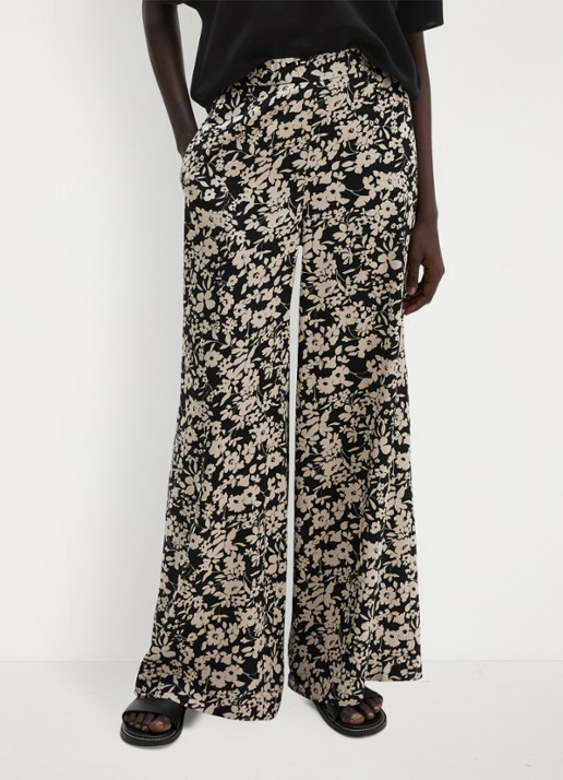 Marc O'Polo High waist wide fit broek met bloemenprint