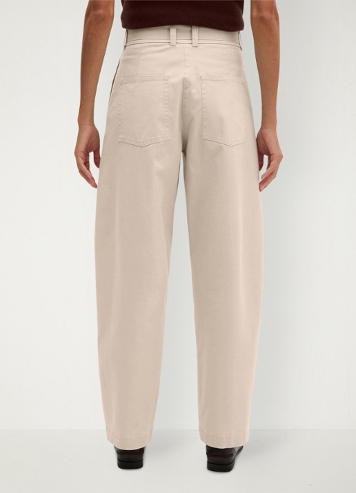Marc O'Polo High waist wide fit pantalon met ceintuur - achterkant 3 naturel