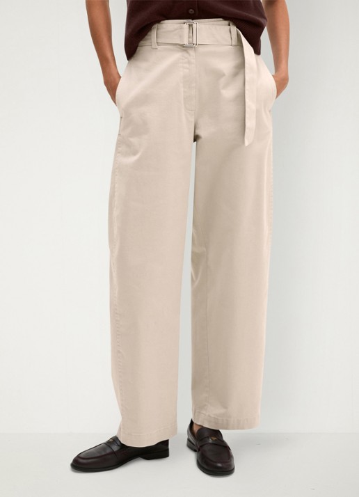 Marc O'Polo High waist wide fit pantalon met ceintuur - detail 4 naturel