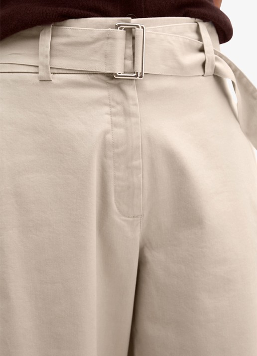 Marc O'Polo High waist wide fit pantalon met ceintuur - detail 5 naturel