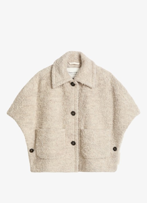Marc O'Polo Jack in wolblend met structuur - voorkant beige