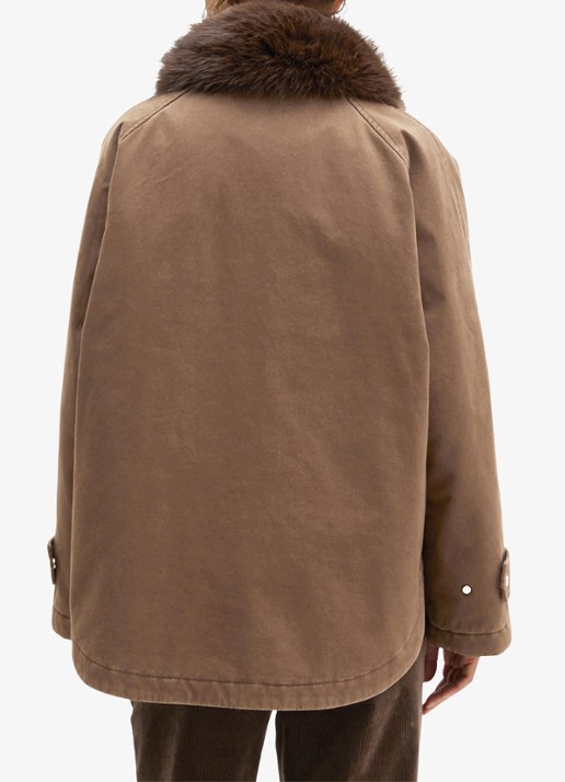 Marc O'Polo Jack met details van imitatiebont en klepzakken - achterkant 5 dark walnut / bruin