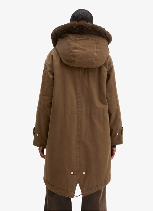 Marc O'Polo Jas met details van imitatiebont en klepzakken - achterkant 3 dark walnut / bruin