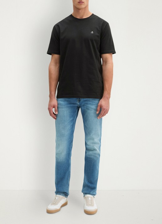 Marc O'Polo Jersey T-shirt met logo - voorkant 4 black/0001
