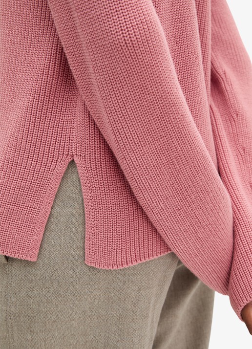 Marc O'Polo Kabelgebreide trui met split - detail 4 oudroze