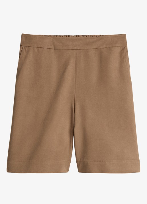 Marc O'Polo Korte broek met steekzakken - voorkant 4 burnt brown-1972 / bruin