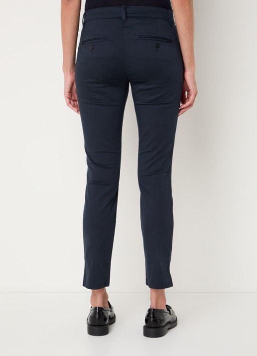 Marc O'Polo Laxa mid waist skinny fit pantalon in  katoenblend - achterkant donkerblauw