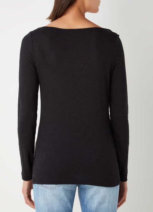 Marc O'Polo Longsleeve met boothals - achterkant zwart